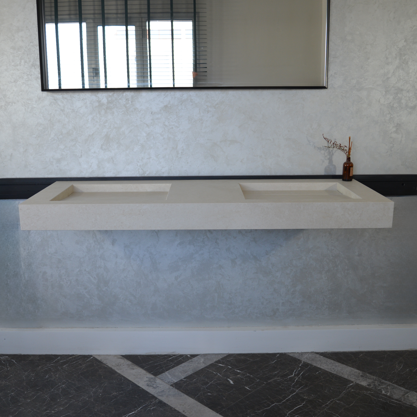 HANDCRAFTED INFINITY CHIANCA DI OSTUNI HIGH ENGINEERED PORCELAIN DOUBLE SINK (ES-053)