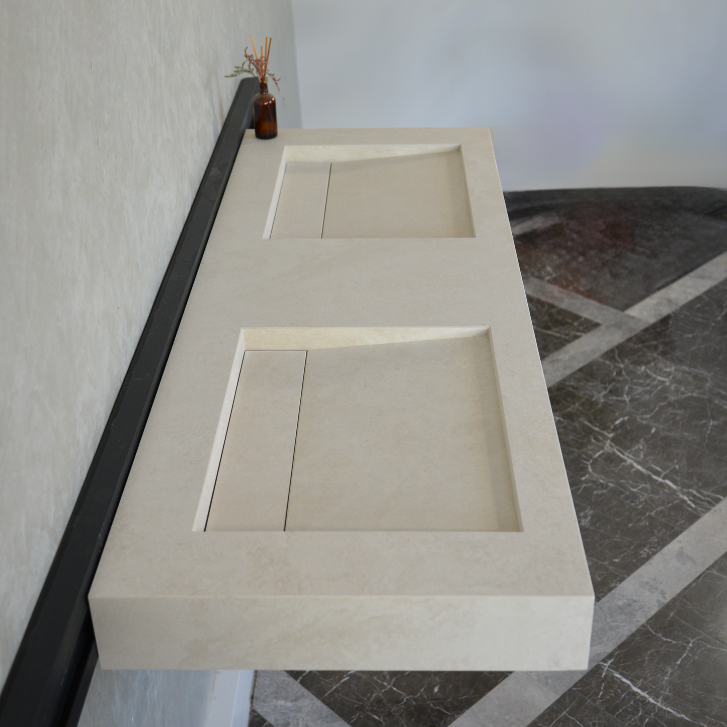 HANDCRAFTED INFINITY CHIANCA DI OSTUNI HIGH ENGINEERED PORCELAIN DOUBLE SINK (ES-053)