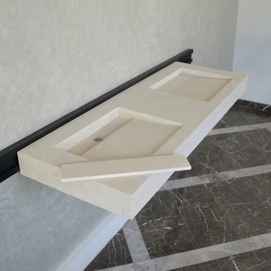 HANDCRAFTED INFINITY CHIANCA DI OSTUNI HIGH ENGINEERED PORCELAIN DOUBLE SINK (ES-053)