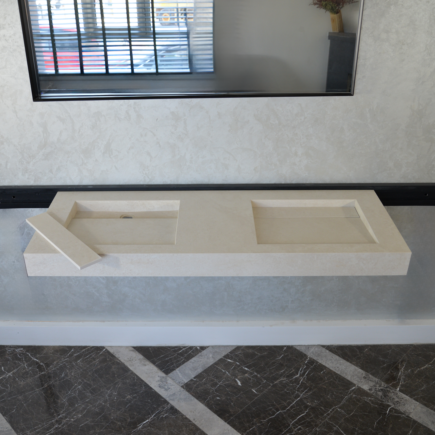 HANDCRAFTED INFINITY CHIANCA DI OSTUNI HIGH ENGINEERED PORCELAIN DOUBLE SINK (ES-053)