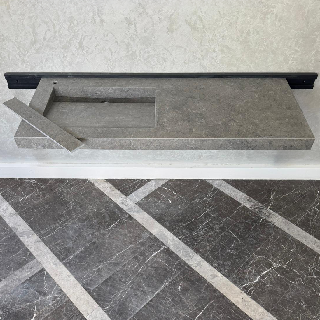 Handcrafted Custom Dekton Grafite Porcelain Bathroom Sink: Custom Vanity Top or Wall Mount