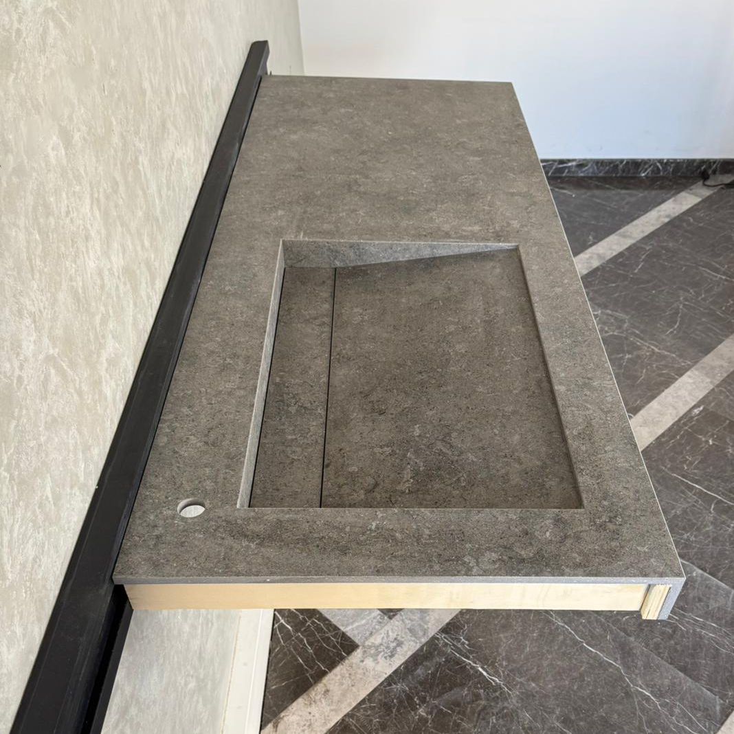 Handcrafted Custom Dekton Grafite Porcelain Bathroom Sink: Custom Vanity Top or Wall Mount