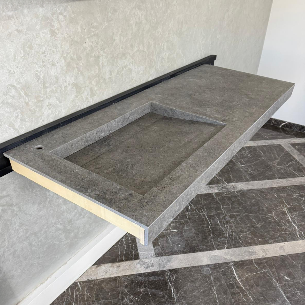 Handcrafted Custom Dekton Grafite Porcelain Bathroom Sink: Custom Vanity Top or Wall Mount