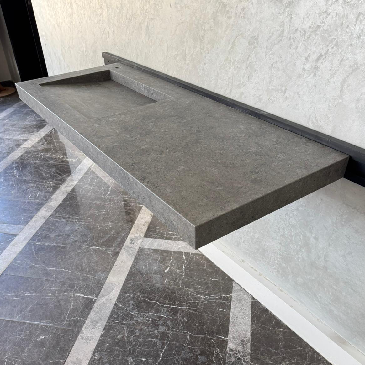 Handcrafted Custom Dekton Grafite Porcelain Bathroom Sink: Custom Vanity Top or Wall Mount