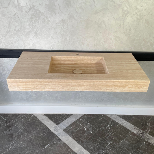 HANDCRAFTED CUSTOM TRAVERTINE SINK (TR-072)