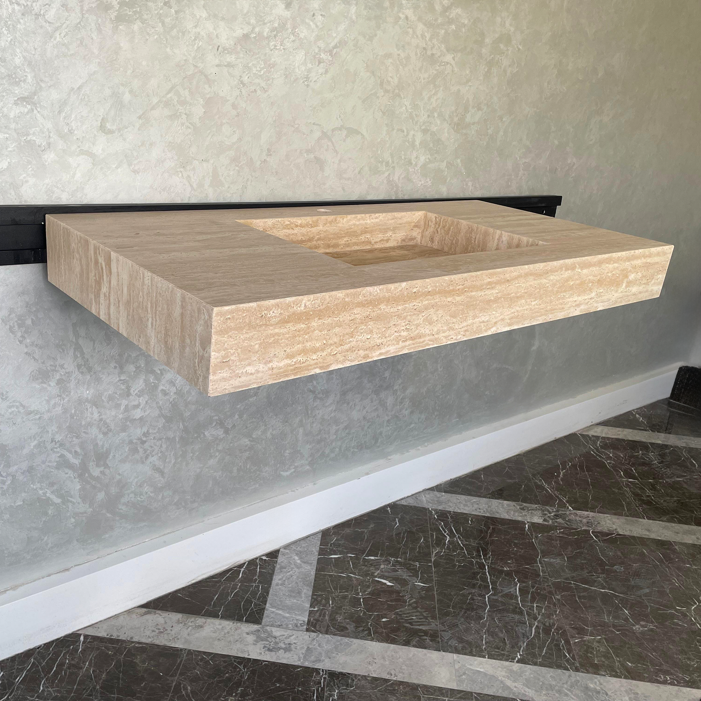 HANDCRAFTED CUSTOM TRAVERTINE SINK (TR-072)