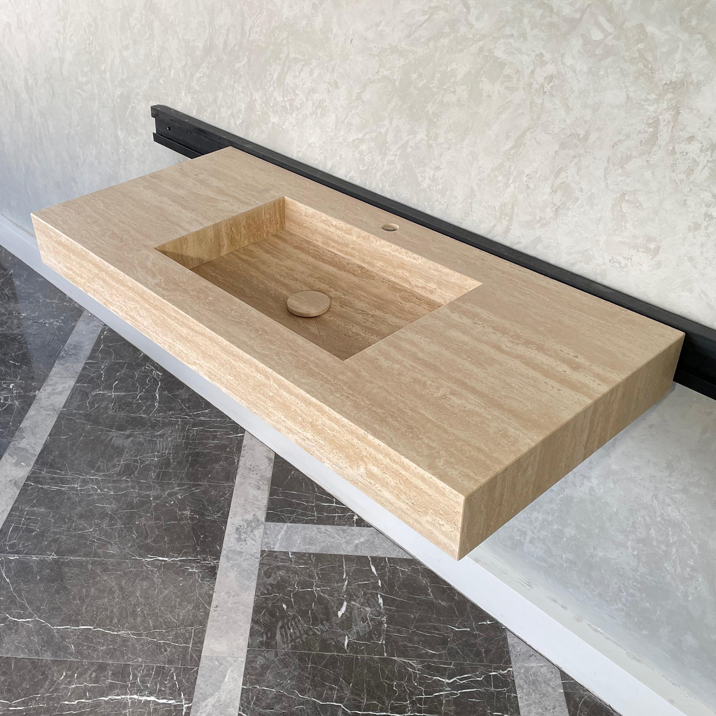 HANDCRAFTED CUSTOM TRAVERTINE SINK (TR-072)