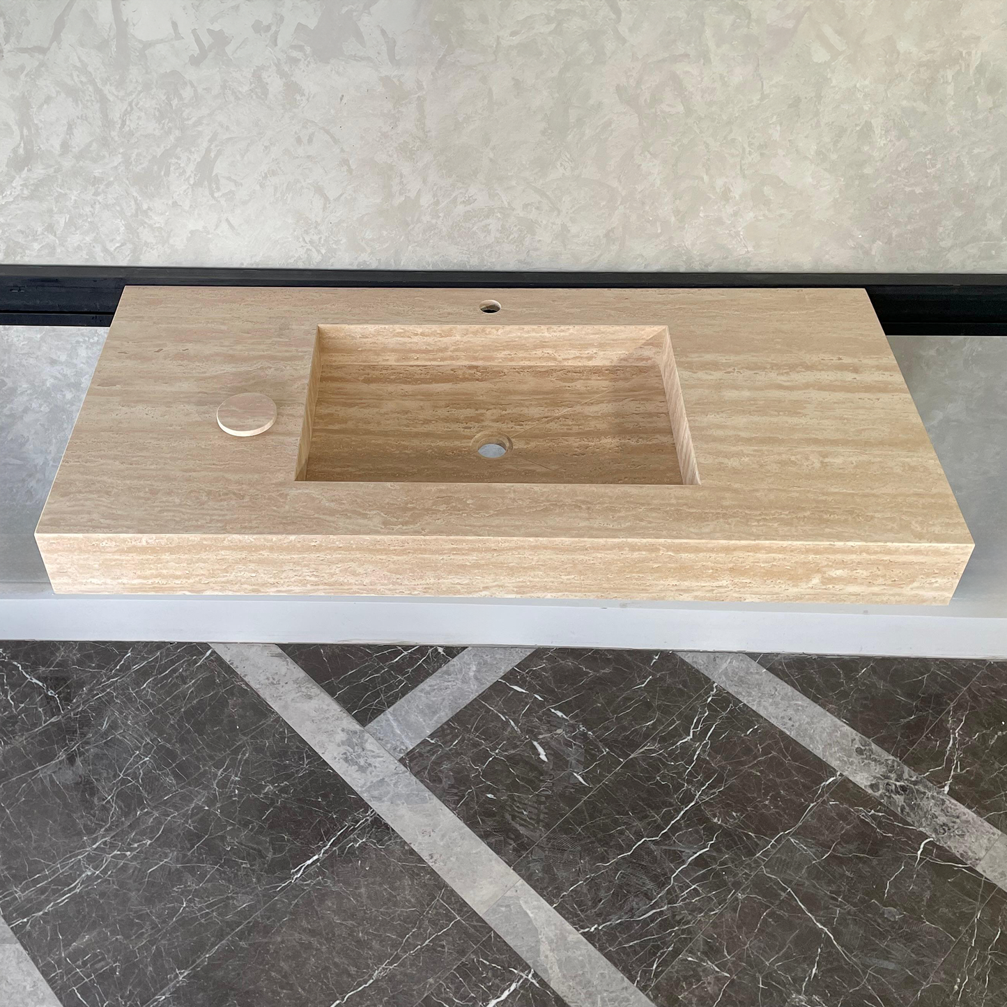HANDCRAFTED CUSTOM TRAVERTINE SINK (TR-072)
