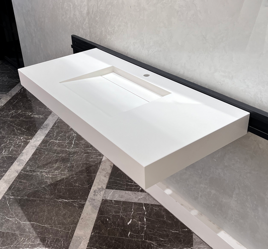 CUSTOM WHITE QUARTZ TROUGH SINK (QU-063)