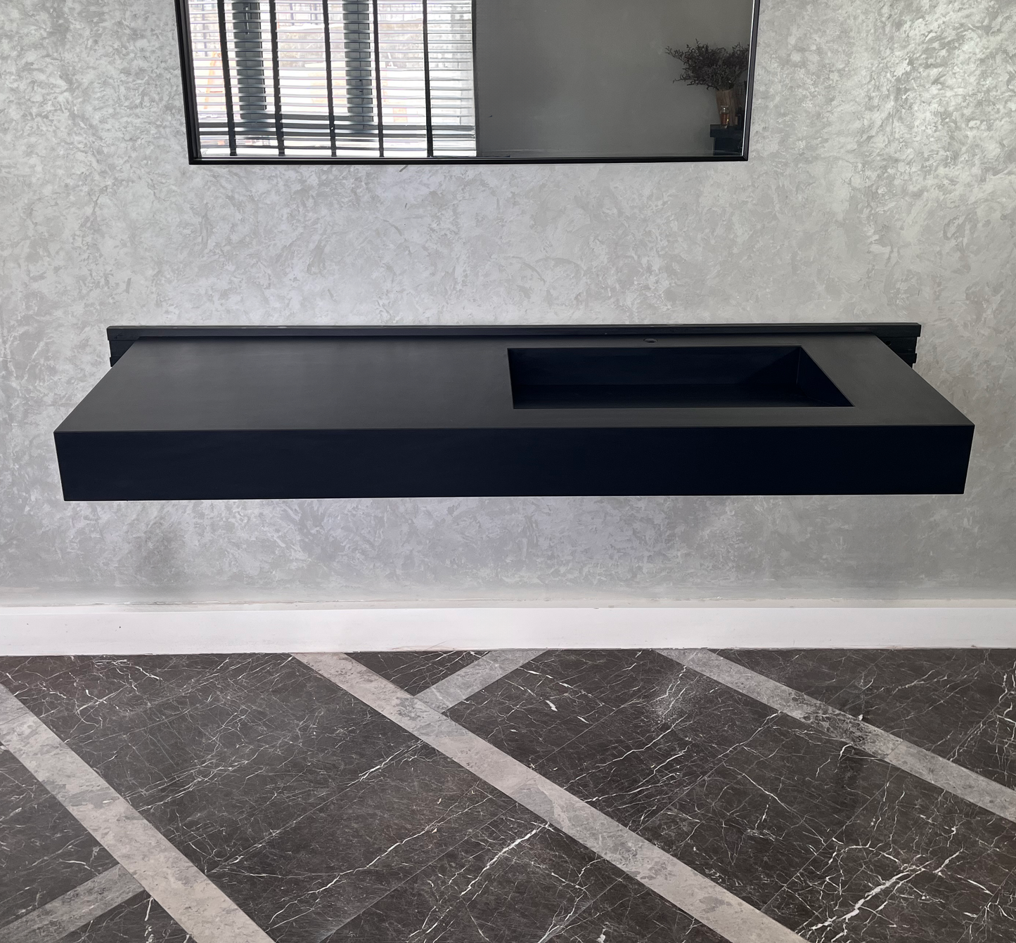 HANDCRAFTED INFINITY ABSOLUTE BLACK HIGH ENGINEERED STONE SINK (ES-096)