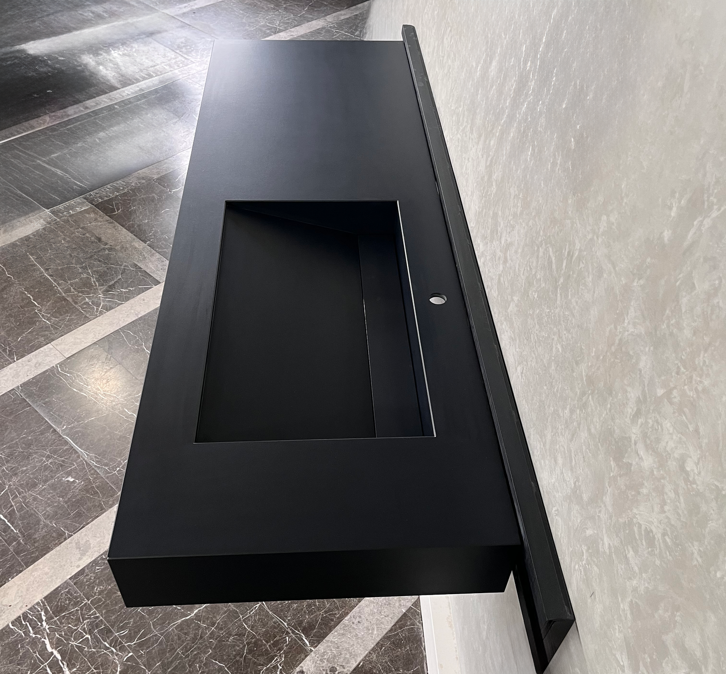 HANDCRAFTED INFINITY ABSOLUTE BLACK HIGH ENGINEERED STONE SINK (ES-096)