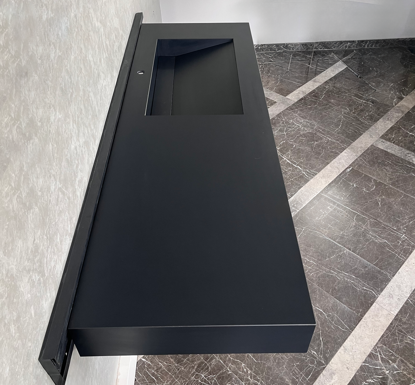 HANDCRAFTED INFINITY ABSOLUTE BLACK HIGH ENGINEERED STONE SINK (ES-096)