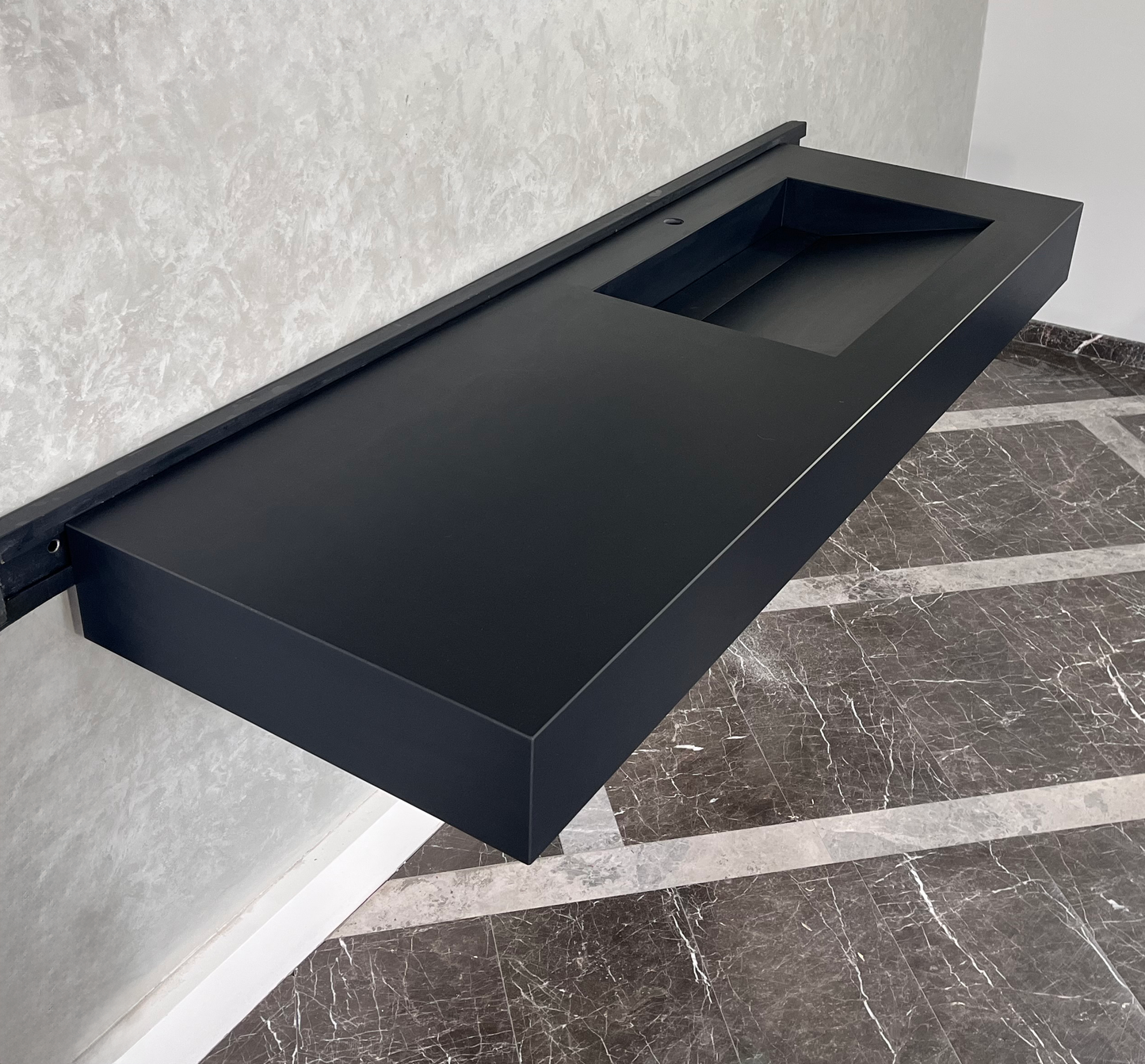 HANDCRAFTED INFINITY ABSOLUTE BLACK HIGH ENGINEERED STONE SINK (ES-096)