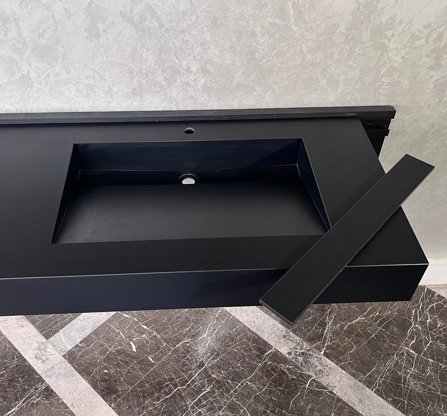 HANDCRAFTED INFINITY ABSOLUTE BLACK HIGH ENGINEERED STONE SINK (ES-096)