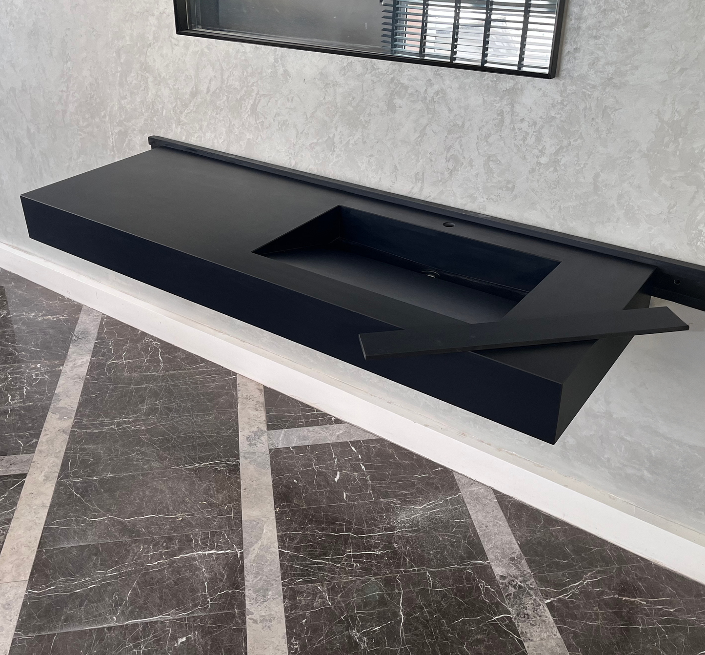 HANDCRAFTED INFINITY ABSOLUTE BLACK HIGH ENGINEERED STONE SINK (ES-096)