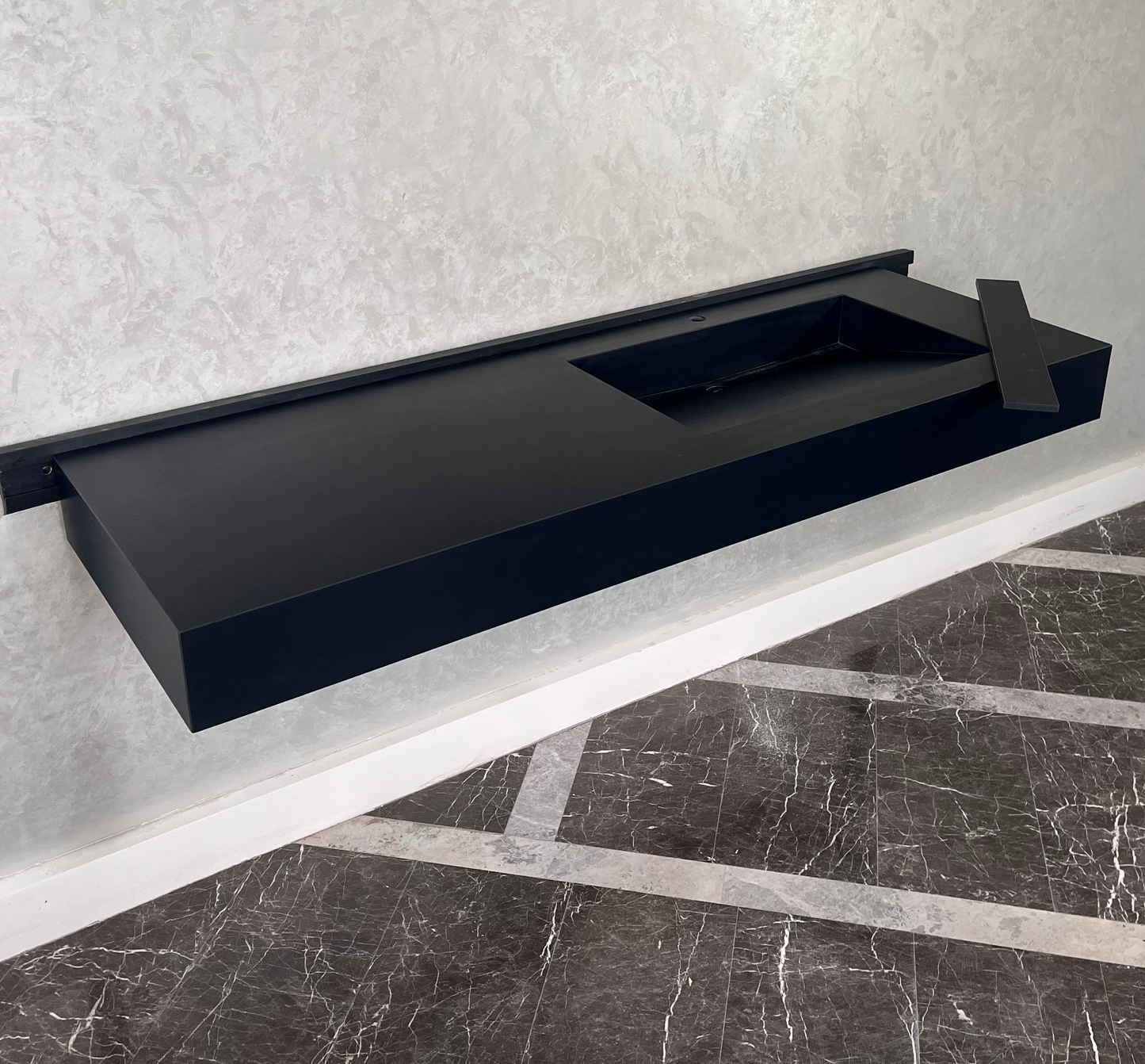 HANDCRAFTED INFINITY ABSOLUTE BLACK HIGH ENGINEERED STONE SINK (ES-096)