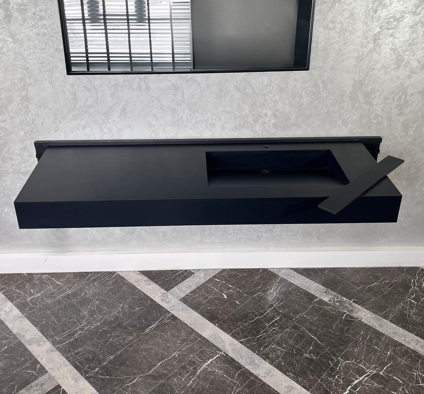 HANDCRAFTED INFINITY ABSOLUTE BLACK HIGH ENGINEERED STONE SINK (ES-096)