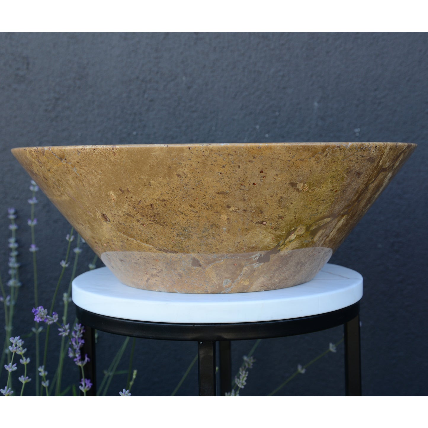 HANDCRAFTED NOCE BROWN TRAVERTINE SINK