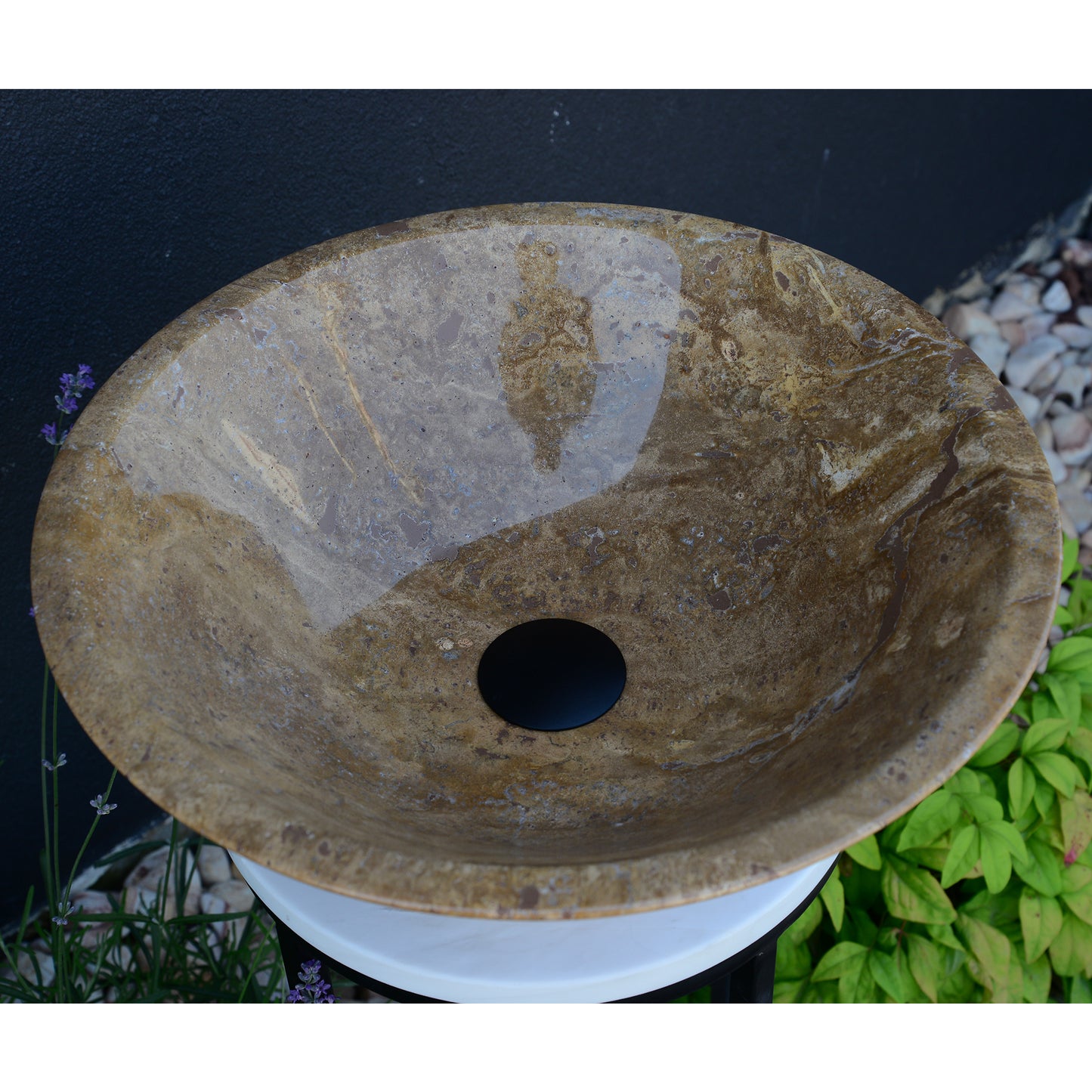 HANDCRAFTED NOCE BROWN TRAVERTINE SINK