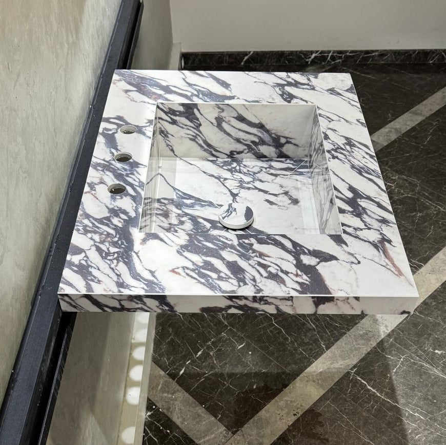 READY TO SHIP! Handcrafted Calacatta Viola Porcelain Vessel Sink: Custom Bathroom Vanity Top (ES-039)