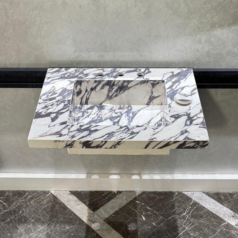 READY TO SHIP! Handcrafted Calacatta Viola Porcelain Vessel Sink: Custom Bathroom Vanity Top (ES-039)