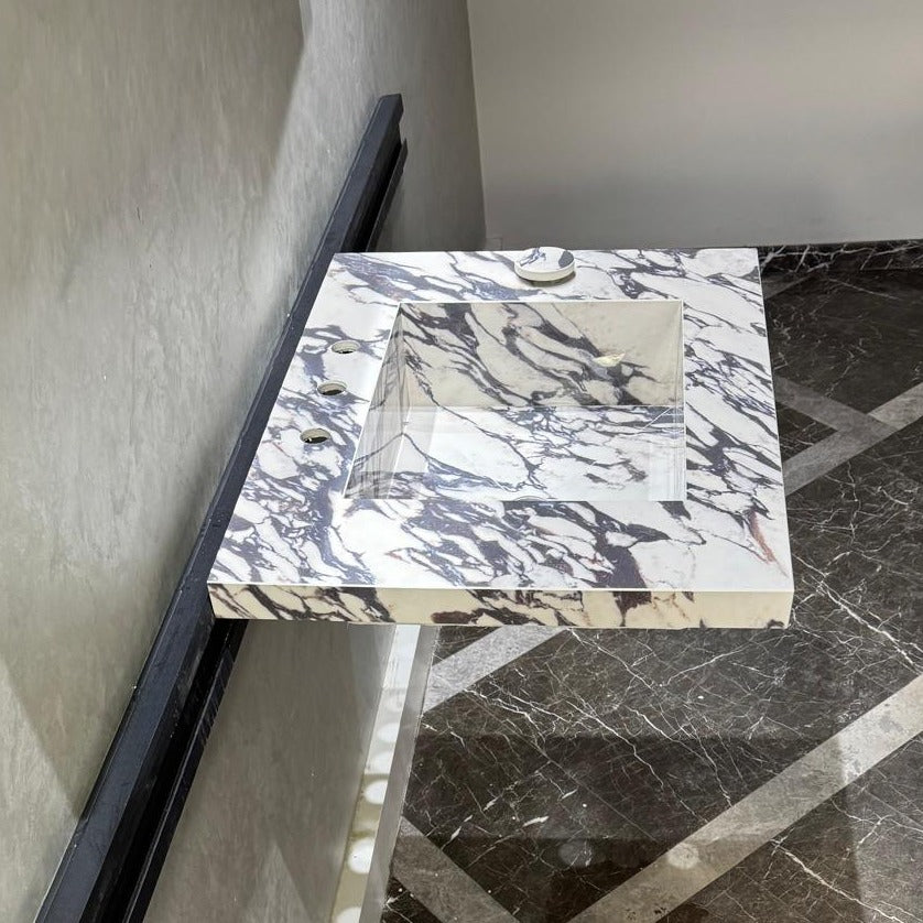 READY TO SHIP! Handcrafted Calacatta Viola Porcelain Vessel Sink: Custom Bathroom Vanity Top (ES-039)