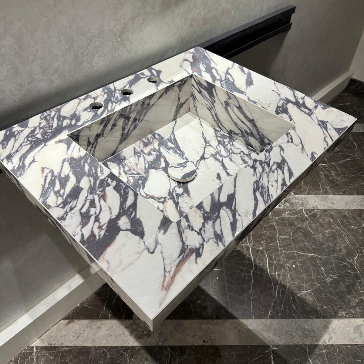 READY TO SHIP! Handcrafted Calacatta Viola Porcelain Vessel Sink: Custom Bathroom Vanity Top (ES-039)
