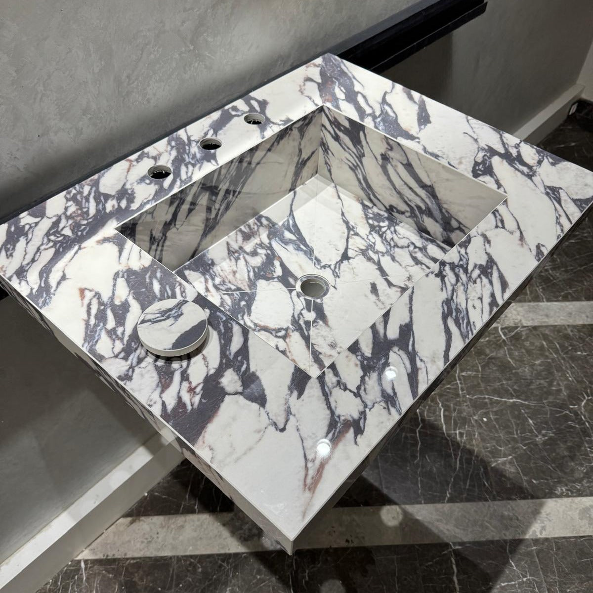 READY TO SHIP! Handcrafted Calacatta Viola Porcelain Vessel Sink: Custom Bathroom Vanity Top (ES-039)
