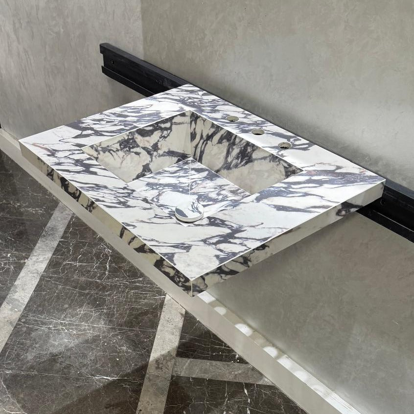 READY TO SHIP! Handcrafted Calacatta Viola Porcelain Vessel Sink: Custom Bathroom Vanity Top (ES-039)