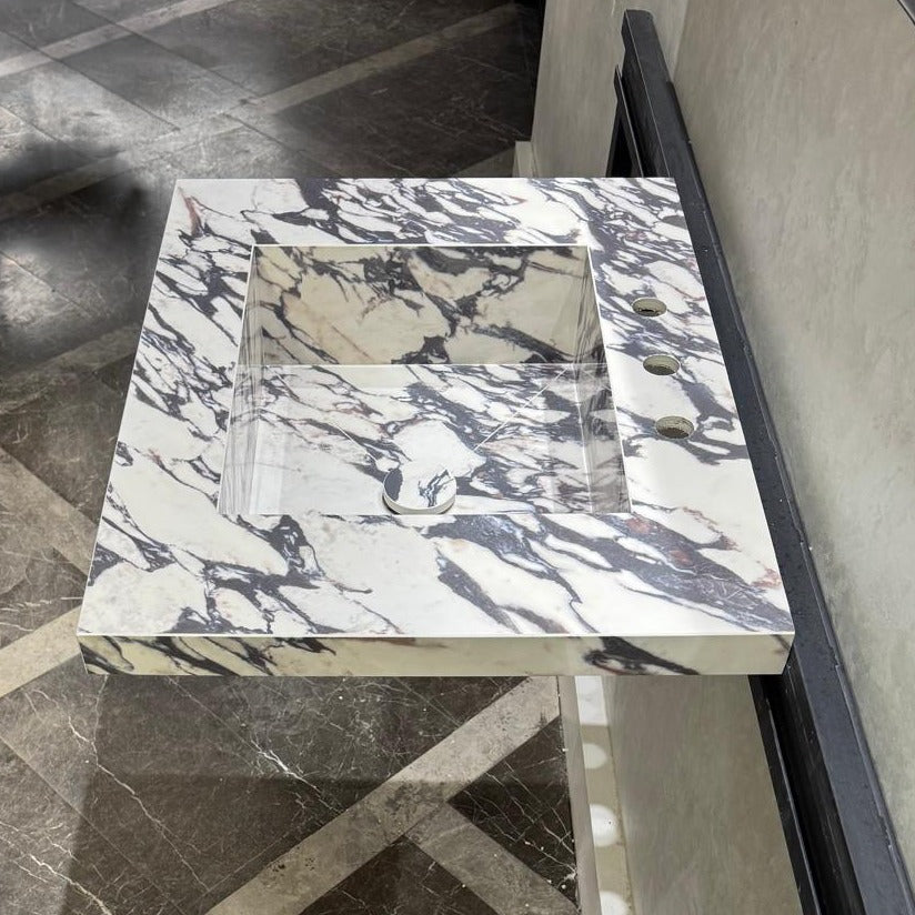 READY TO SHIP! Handcrafted Calacatta Viola Porcelain Vessel Sink: Custom Bathroom Vanity Top (ES-039)