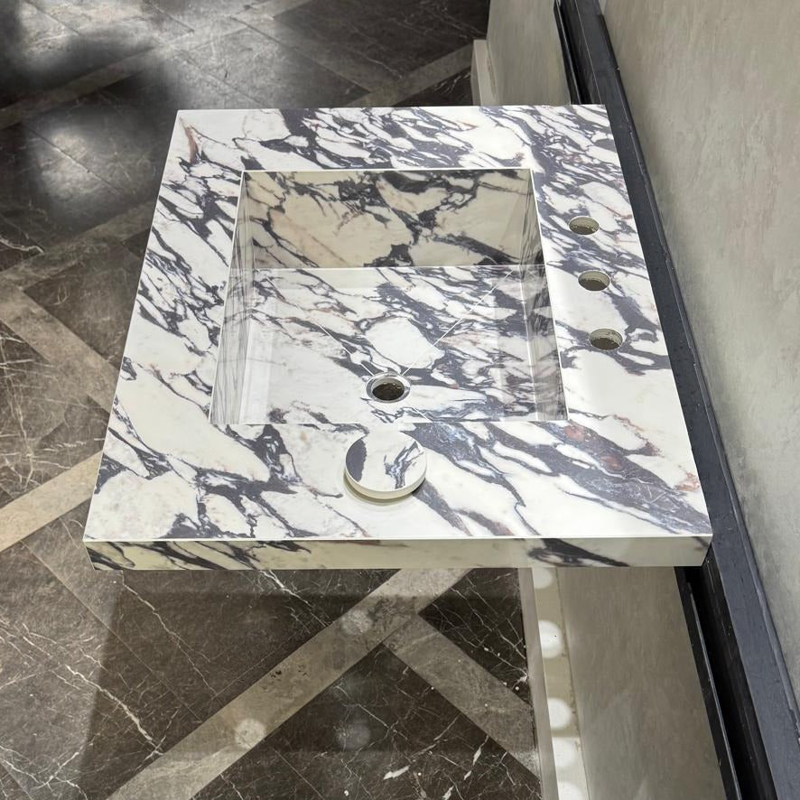 READY TO SHIP! Handcrafted Calacatta Viola Porcelain Vessel Sink: Custom Bathroom Vanity Top (ES-039)