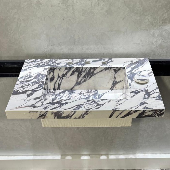 READY TO SHIP! Handcrafted Calacatta Viola Porcelain Vessel Sink: Custom Bathroom Vanity Top (ES-039)