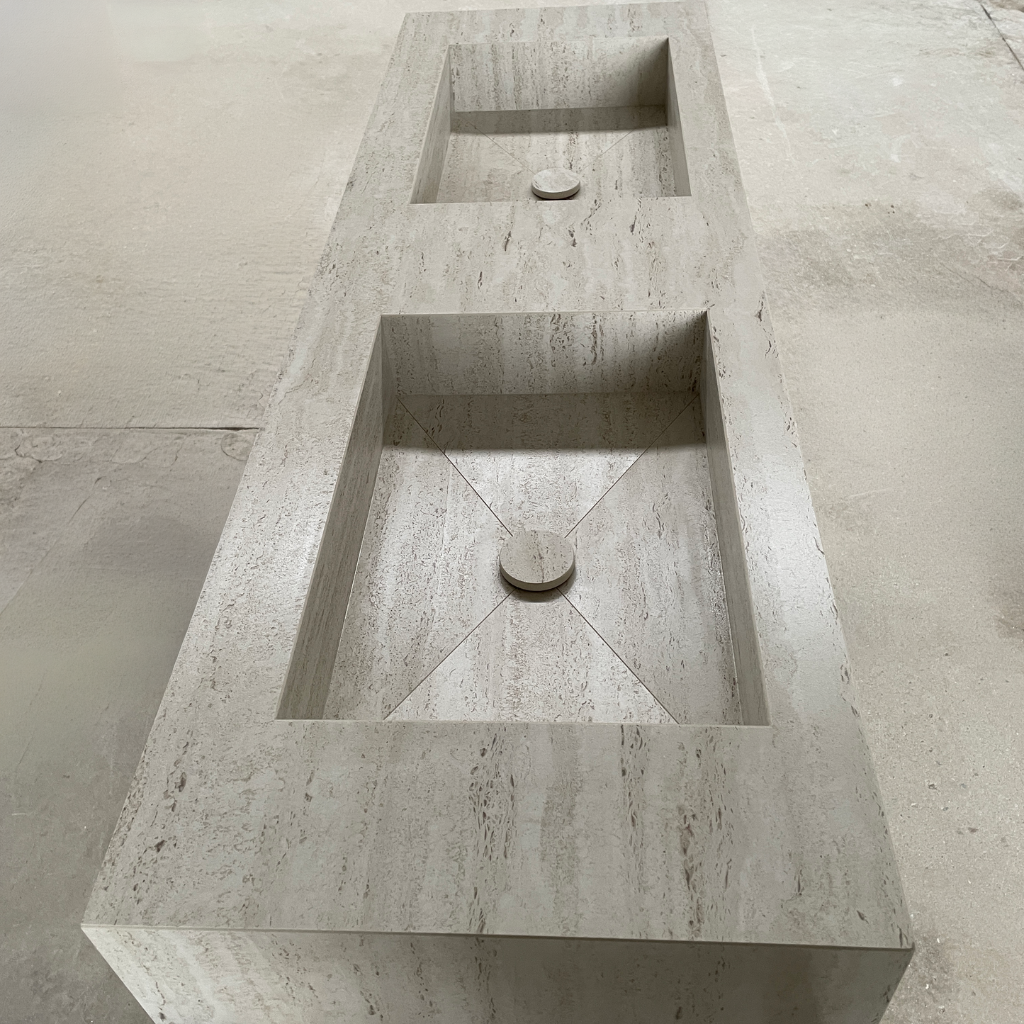 Handmade Dekton Marmorio Porcelain Sink: Travertine Look Porcelain, Custom Bathroom Vanity (ES-100)