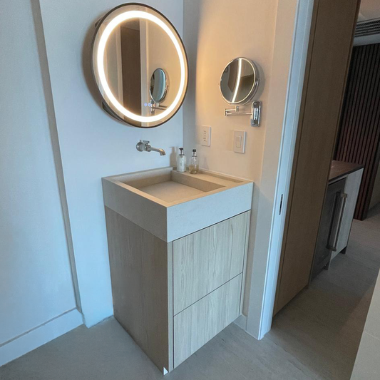 Handmade Infinity Chianca Di Ostuni Porcelain Sink: Marble Look, Custom Bathroom Vanity (ES-048)