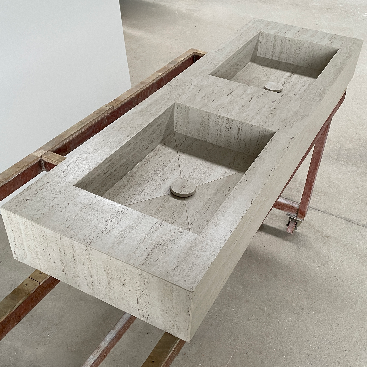 Handmade Dekton Marmorio Porcelain Sink: Travertine Look Porcelain, Custom Bathroom Vanity (ES-100)
