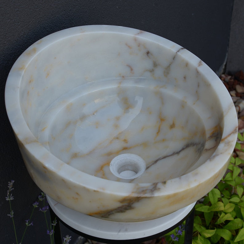 Handcrafted Veined Marble Sink