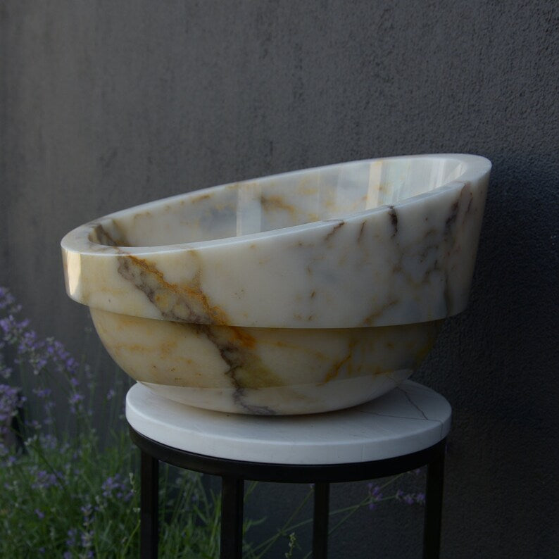 Handcrafted Veined Marble Sink