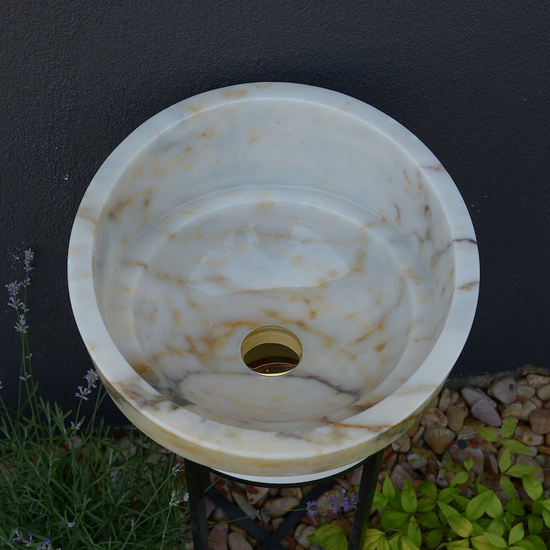 Handcrafted Veined Marble Sink