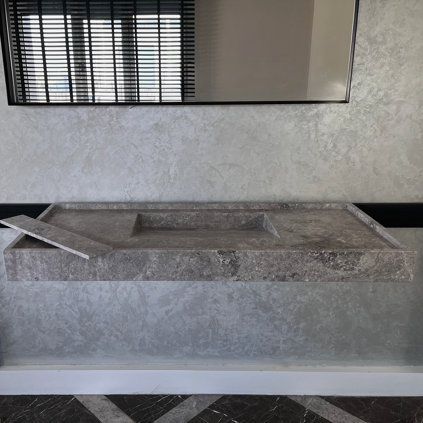 HANDCRAFTED CUSTOM TUNDRA GREY MARBLE SINK (NS-075)