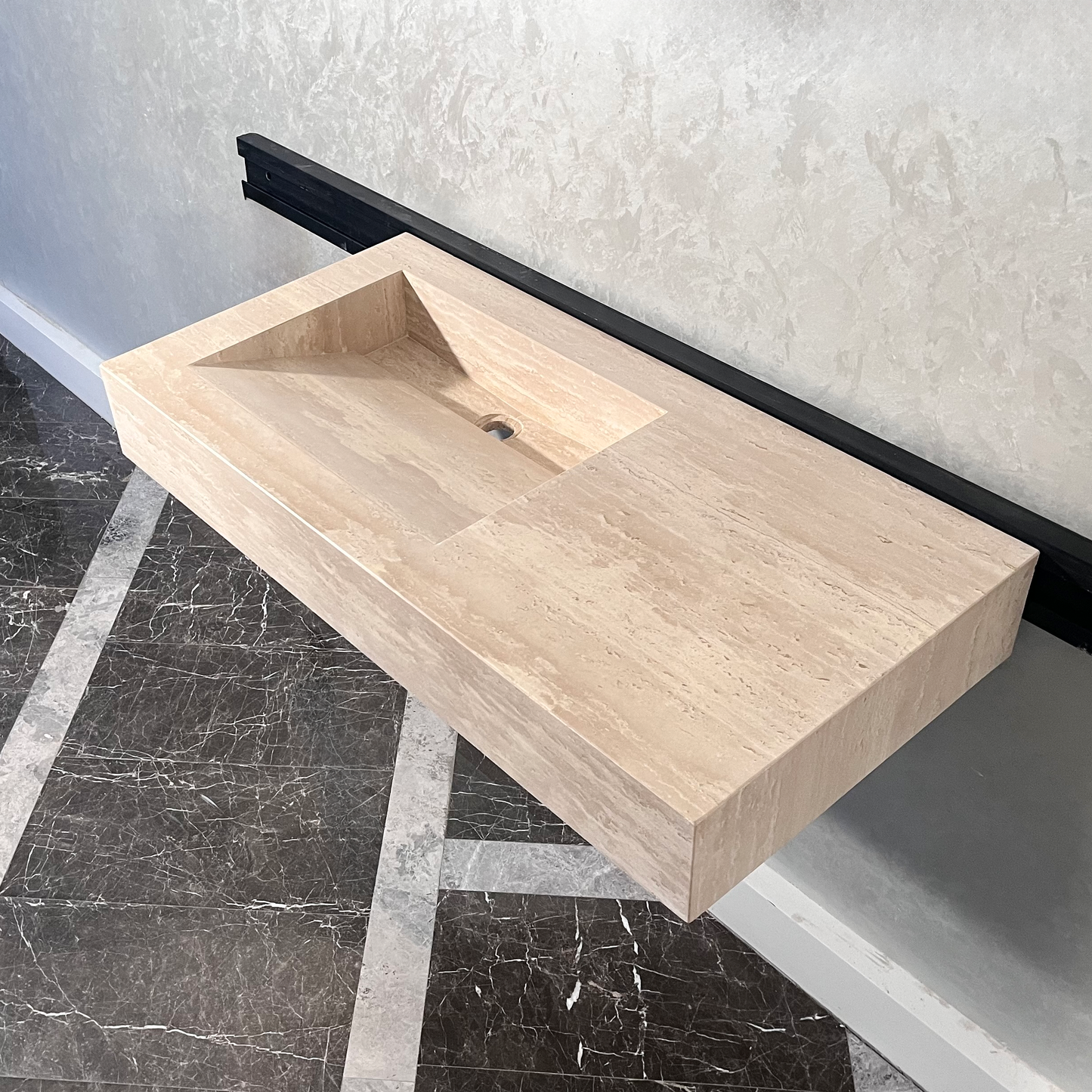 HANDCRAFTED CUSTOM TRAVERTINE SINK (TR-060)