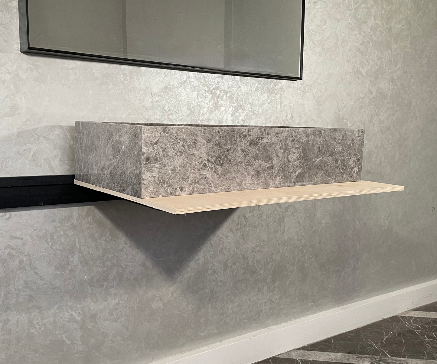 HANDCRAFTED CUSTOM TUNDRA GREY MARBLE SINK (NS-078)