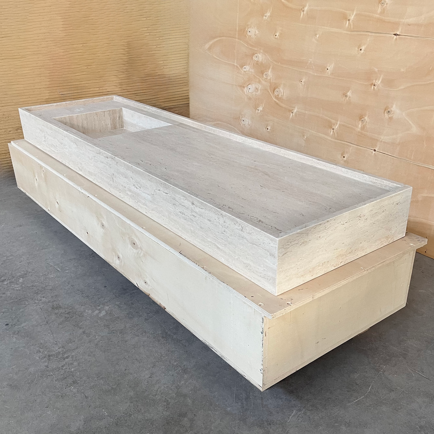 HANDCRAFTED CUSTOM TRAVERTINE MARBLE SINK (TR-096)