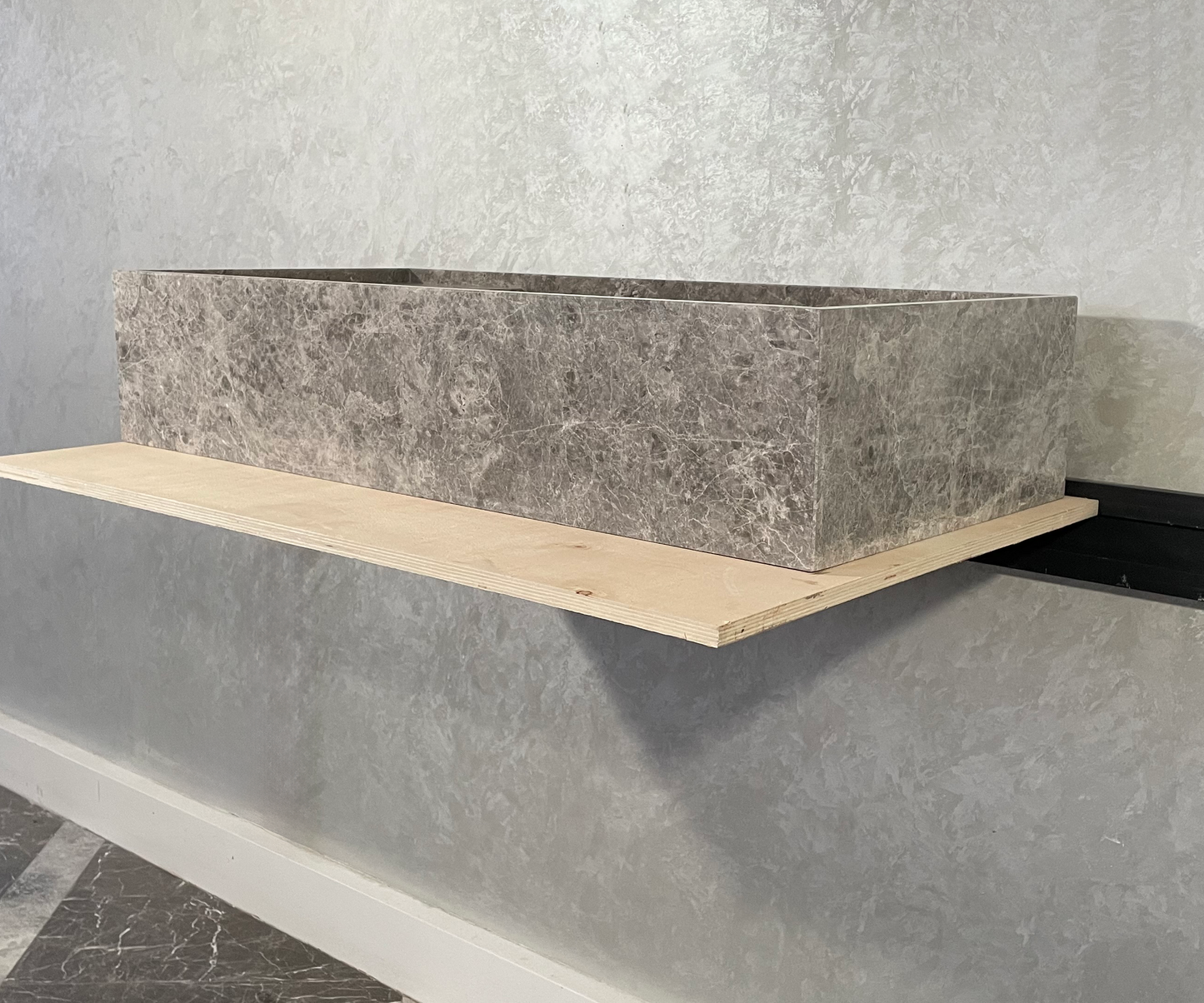 HANDCRAFTED CUSTOM TUNDRA GREY MARBLE SINK (NS-078)