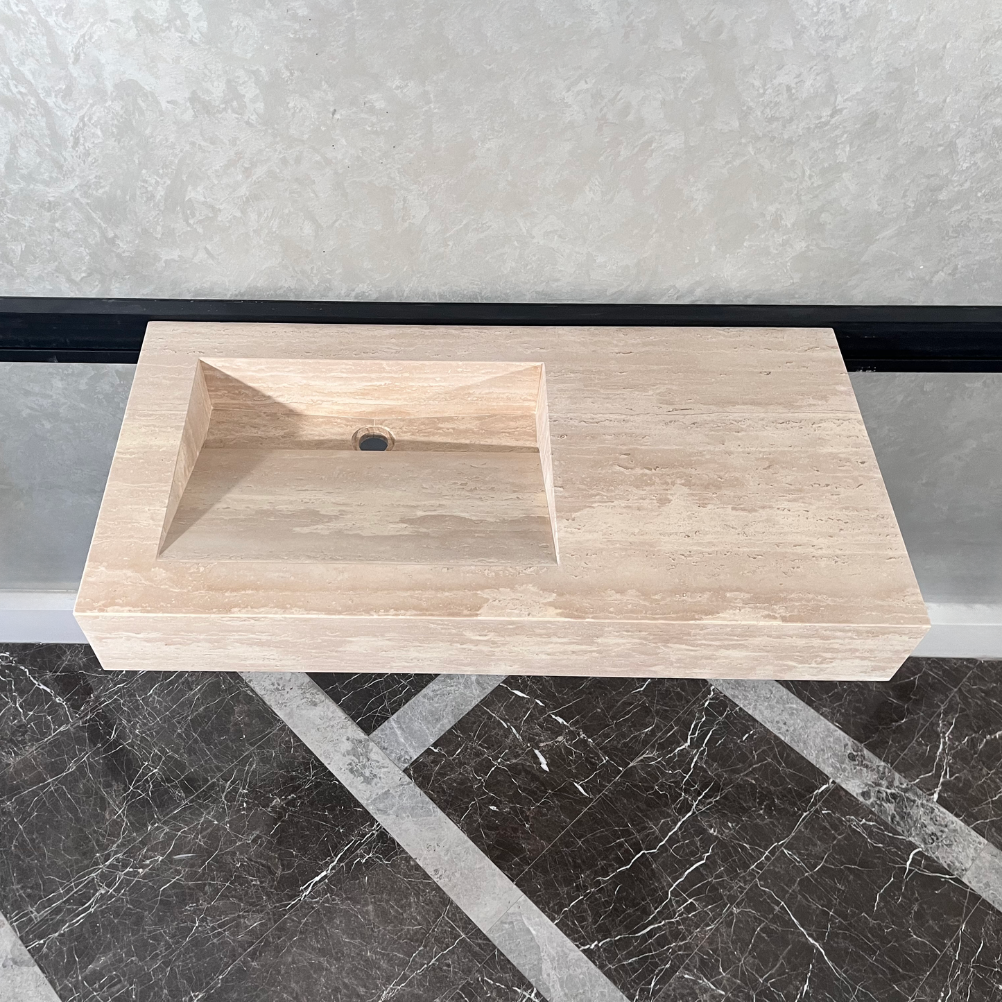 HANDCRAFTED CUSTOM TRAVERTINE SINK (TR-060)