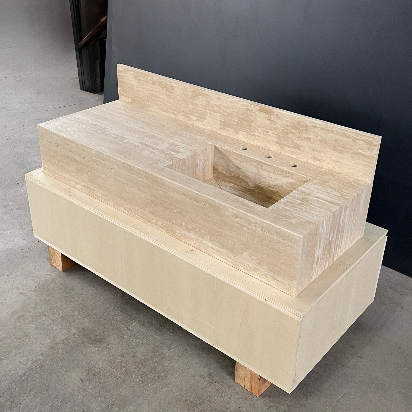 HANDCRAFTED CUSTOM TRAVERTINE SINK (TR-079)