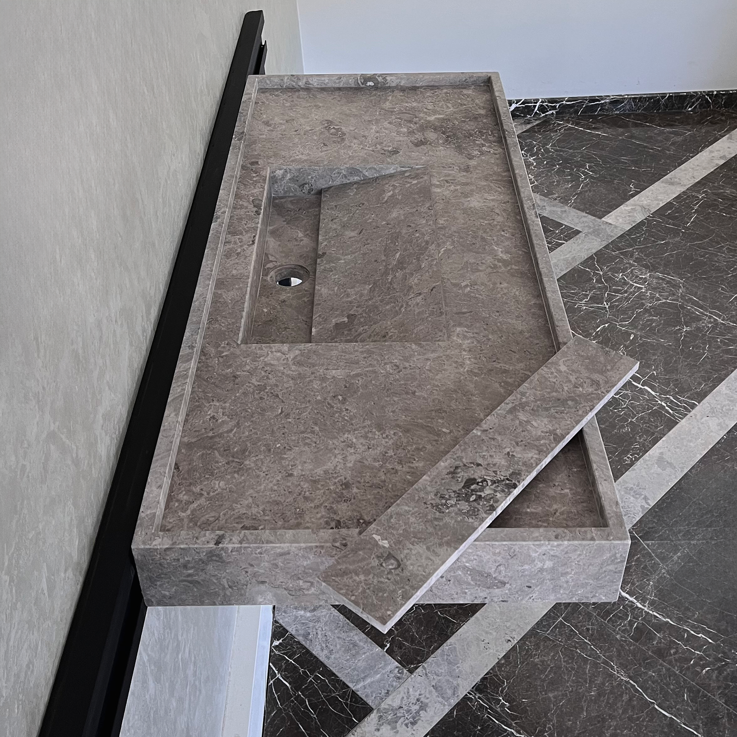 HANDCRAFTED CUSTOM TUNDRA GREY MARBLE SINK (NS-075)