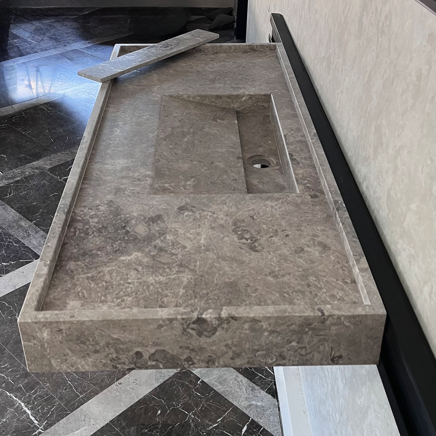 HANDCRAFTED CUSTOM TUNDRA GREY MARBLE SINK (NS-075)