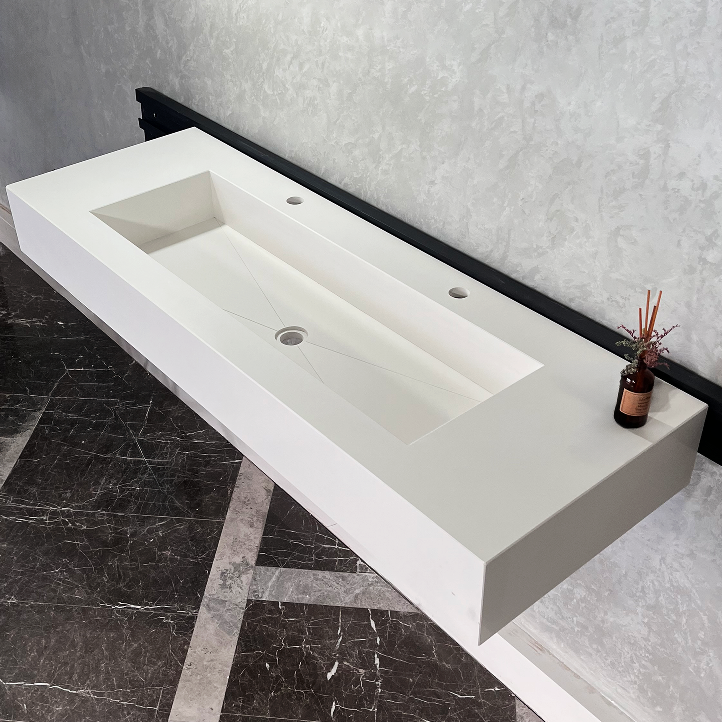 CUSTOM WHITE QUARTZ TROUGH SINK (QU-077)