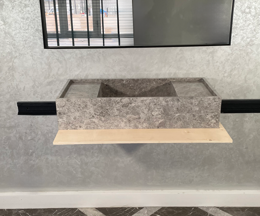 HANDCRAFTED CUSTOM TUNDRA GREY MARBLE SINK (NS-078)