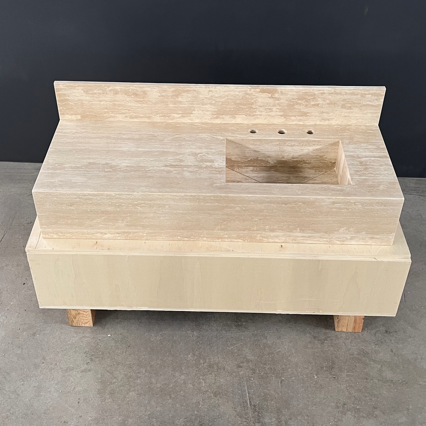 HANDCRAFTED CUSTOM TRAVERTINE SINK (TR-079)